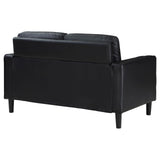 Ruth Upholstered Track Arm Faux Leather Loveseat Black 508362 - Ella Furniture