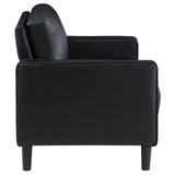 Ruth Upholstered Track Arm Faux Leather Loveseat Black 508362 - Ella Furniture