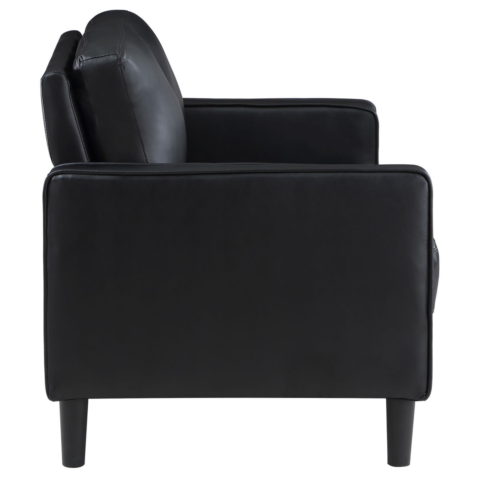 Ruth Upholstered Track Arm Faux Leather Loveseat Black 508362 - Ella Furniture