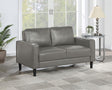Ruth Upholstered Track Arm Faux Leather Loveseat Grey 508366 - Ella Furniture