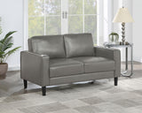 Ruth Upholstered Track Arm Faux Leather Loveseat Grey 508366 - Ella Furniture