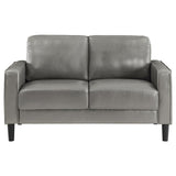 Ruth Upholstered Track Arm Faux Leather Loveseat Grey 508366 - Ella Furniture