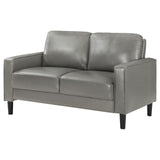 Ruth Upholstered Track Arm Faux Leather Loveseat Grey 508366 - Ella Furniture