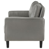 Ruth Upholstered Track Arm Faux Leather Loveseat Grey 508366 - Ella Furniture