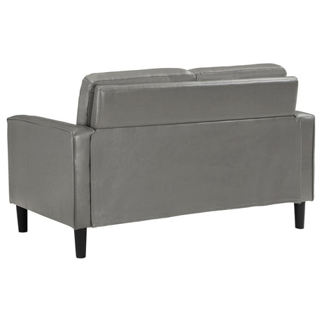 Ruth Upholstered Track Arm Faux Leather Loveseat Grey 508366 - Ella Furniture
