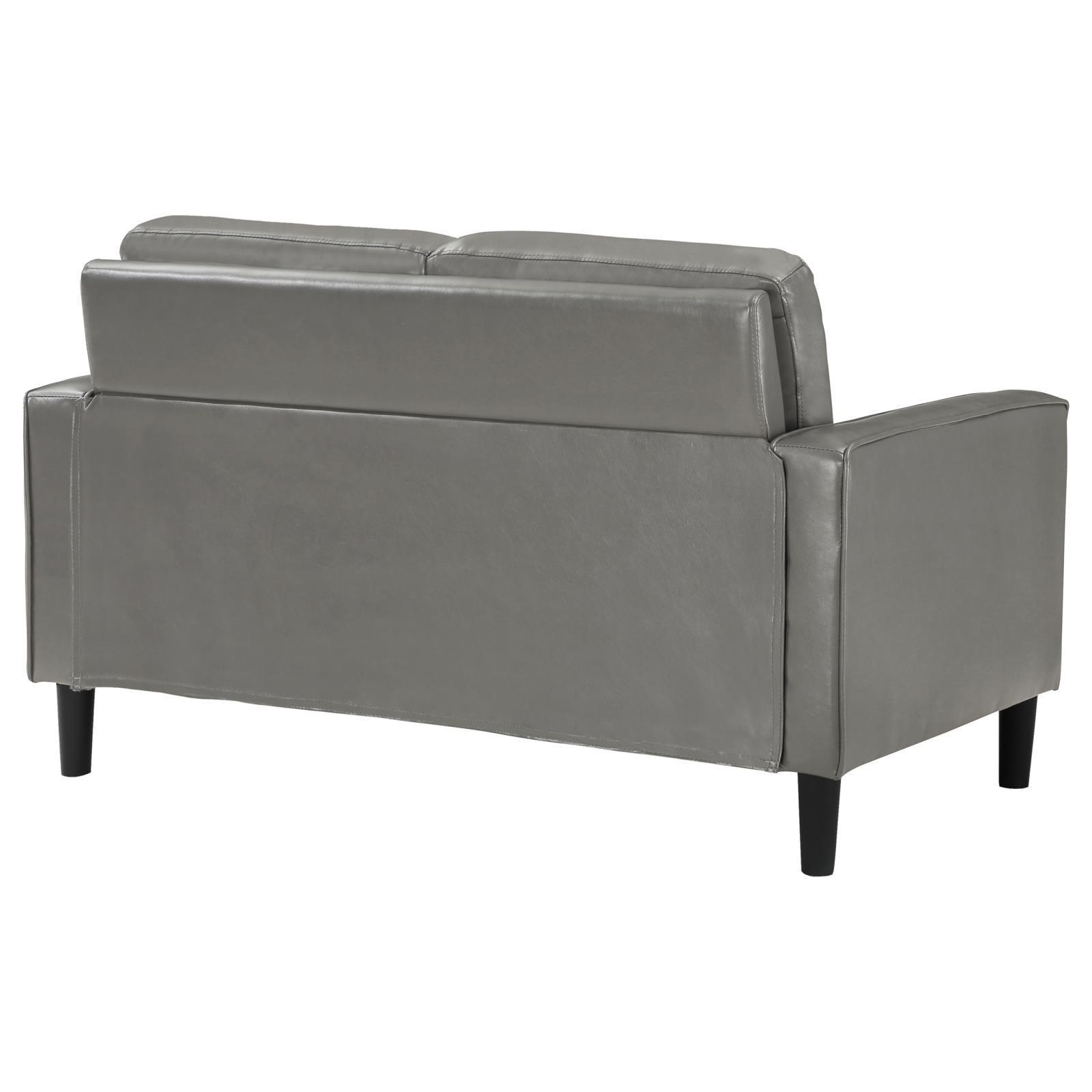 Ruth Upholstered Track Arm Faux Leather Loveseat Grey 508366 - Ella Furniture
