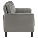 Ruth Upholstered Track Arm Faux Leather Loveseat Grey 508366 - Ella Furniture
