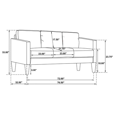Ruth Upholstered Track Arm Faux Leather Sofa Black 508361 [ETA: 3/28/2024] - Ella Furniture
