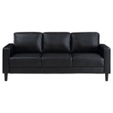 Ruth Upholstered Track Arm Faux Leather Sofa Black 508361 [ETA: 3/28/2024] - Ella Furniture