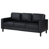 Ruth Upholstered Track Arm Faux Leather Sofa Black 508361 [ETA: 3/28/2024] - Ella Furniture