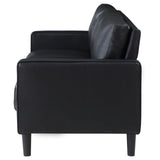 Ruth Upholstered Track Arm Faux Leather Sofa Black 508361 [ETA: 3/28/2024] - Ella Furniture