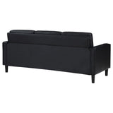 Ruth Upholstered Track Arm Faux Leather Sofa Black 508361 [ETA: 3/28/2024] - Ella Furniture