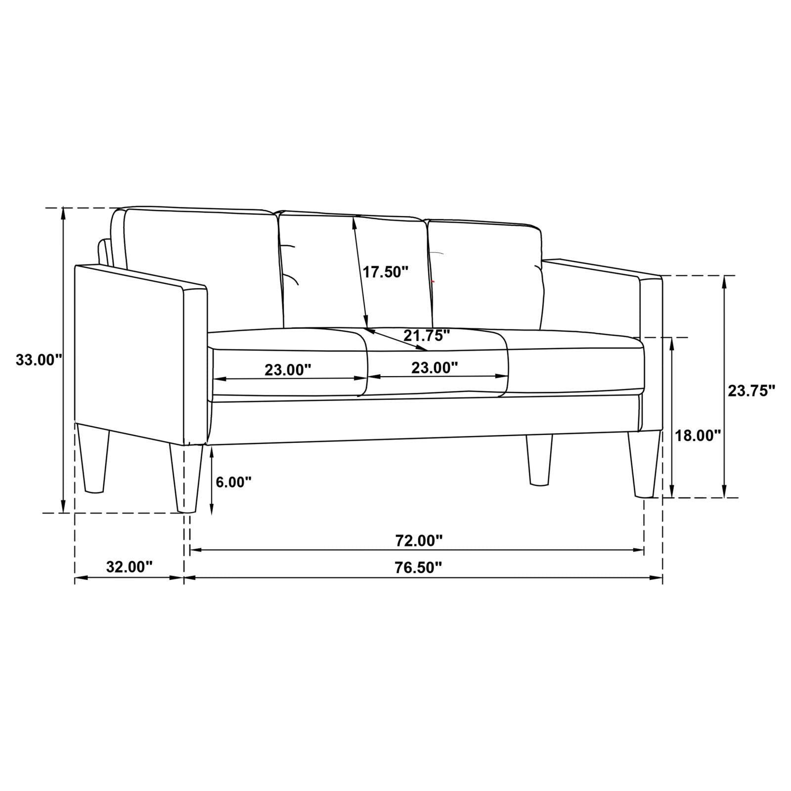 Ruth Upholstered Track Arm Faux Leather Sofa Grey 508365 - Ella Furniture