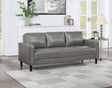 Ruth Upholstered Track Arm Faux Leather Sofa Grey 508365 - Ella Furniture