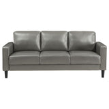Ruth Upholstered Track Arm Faux Leather Sofa Grey 508365 - Ella Furniture