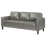 Ruth Upholstered Track Arm Faux Leather Sofa Grey 508365 - Ella Furniture