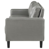 Ruth Upholstered Track Arm Faux Leather Sofa Grey 508365 - Ella Furniture