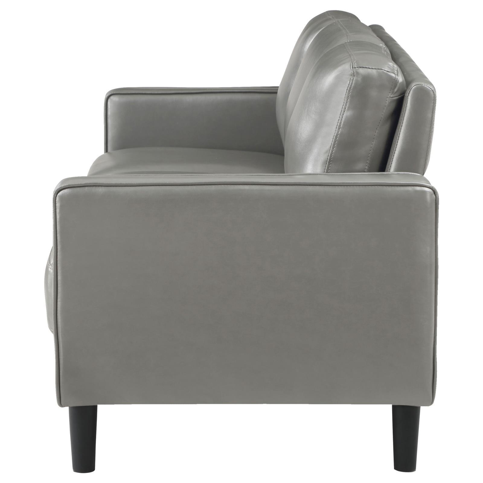 Ruth Upholstered Track Arm Faux Leather Sofa Grey 508365 - Ella Furniture
