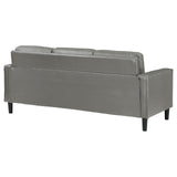 Ruth Upholstered Track Arm Faux Leather Sofa Grey 508365 - Ella Furniture