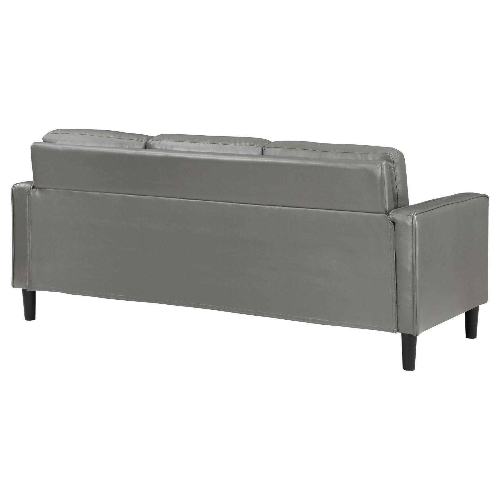 Ruth Upholstered Track Arm Faux Leather Sofa Grey 508365 - Ella Furniture