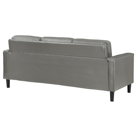 Ruth Upholstered Track Arm Faux Leather Sofa Grey 508365 - Ella Furniture
