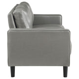 Ruth Upholstered Track Arm Faux Leather Sofa Grey 508365 - Ella Furniture