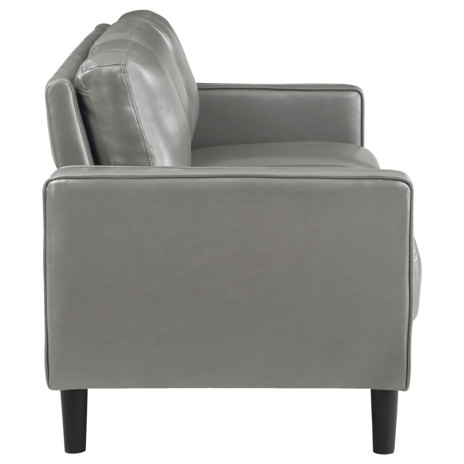 Ruth Upholstered Track Arm Faux Leather Sofa Grey 508365 - Ella Furniture