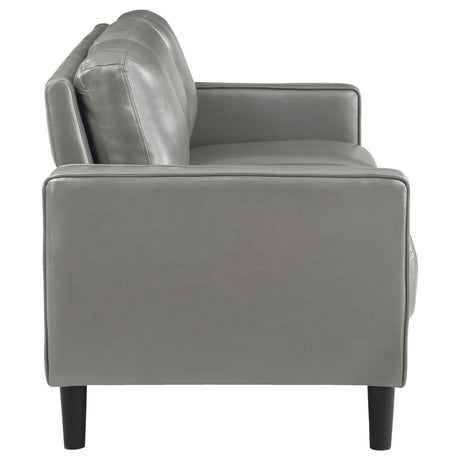 Ruth Upholstered Track Arm Faux Leather Sofa Grey 508365 - Ella Furniture