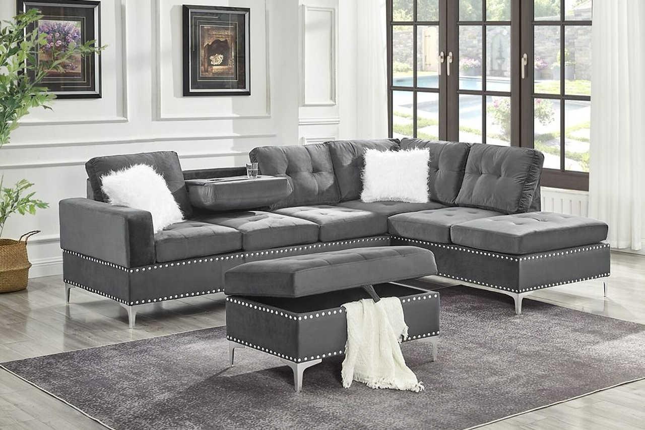 S123 Joy (Grey) (Storage Ottoman) - Ella Furniture