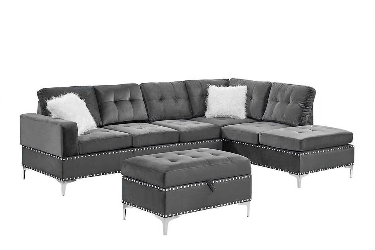 S123 Joy (Grey) (Storage Ottoman) - Ella Furniture