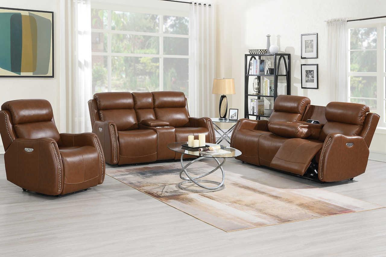 S2991 Victor (Pwr/leater) (3Pcs Power Reclining Sofa, Loveseat And Recliner) - Ella Furniture
