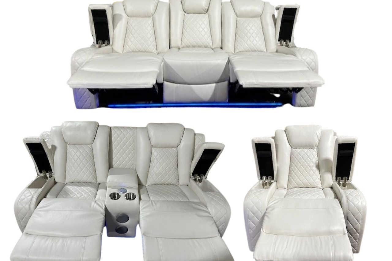 S3470 New York (White) (3Pcs Livingroom Set (Display Model)) - Ella Furniture