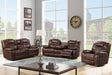 Galveston Brown Modern Contemporary Solid Wood Faux Leather Gel 3Pc Oversize Reclining Set - Ella Furniture