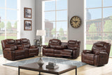 Galveston Brown Modern Contemporary Solid Wood Faux Leather Gel 3Pc Oversize Reclining Set - Ella Furniture