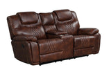 Galveston Brown Modern Contemporary Solid Wood Faux Leather Gel 3Pc Oversize Reclining Set - Ella Furniture