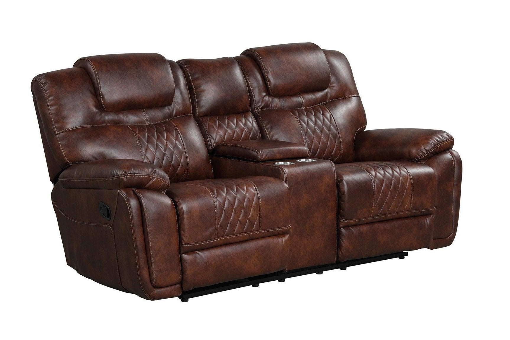 Galveston Brown Modern Contemporary Solid Wood Faux Leather Gel 3Pc Oversize Reclining Set - Ella Furniture