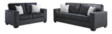 Ashley Slate Modern Contemporary Solid Wood Fabric Upholstered Sofa & Loveseat Set - Ella Furniture
