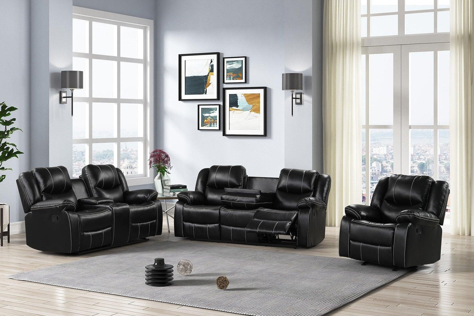 Carter Black - 3Pc Reclining Set - Ella Furniture