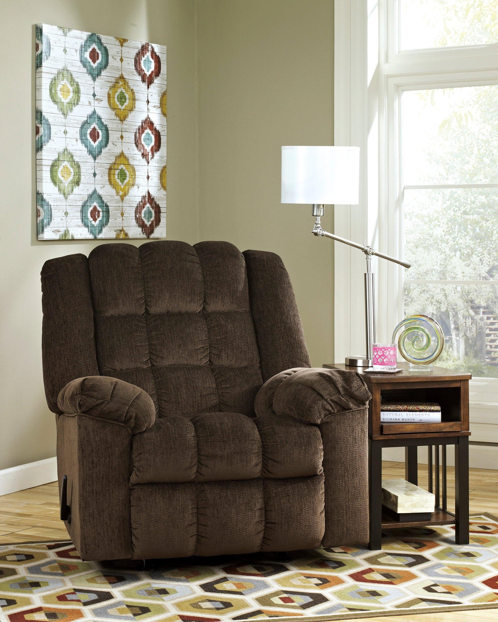 Rocker Cocoa Modern Contemporary Solid Wood Metal Fabric Polyester Recliner - Ella Furniture