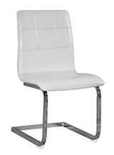 Ashley Chrome/White Modern Contemporary Glass Faux Leather Crystal Round 5Pc Dining Set - Ella Furniture
