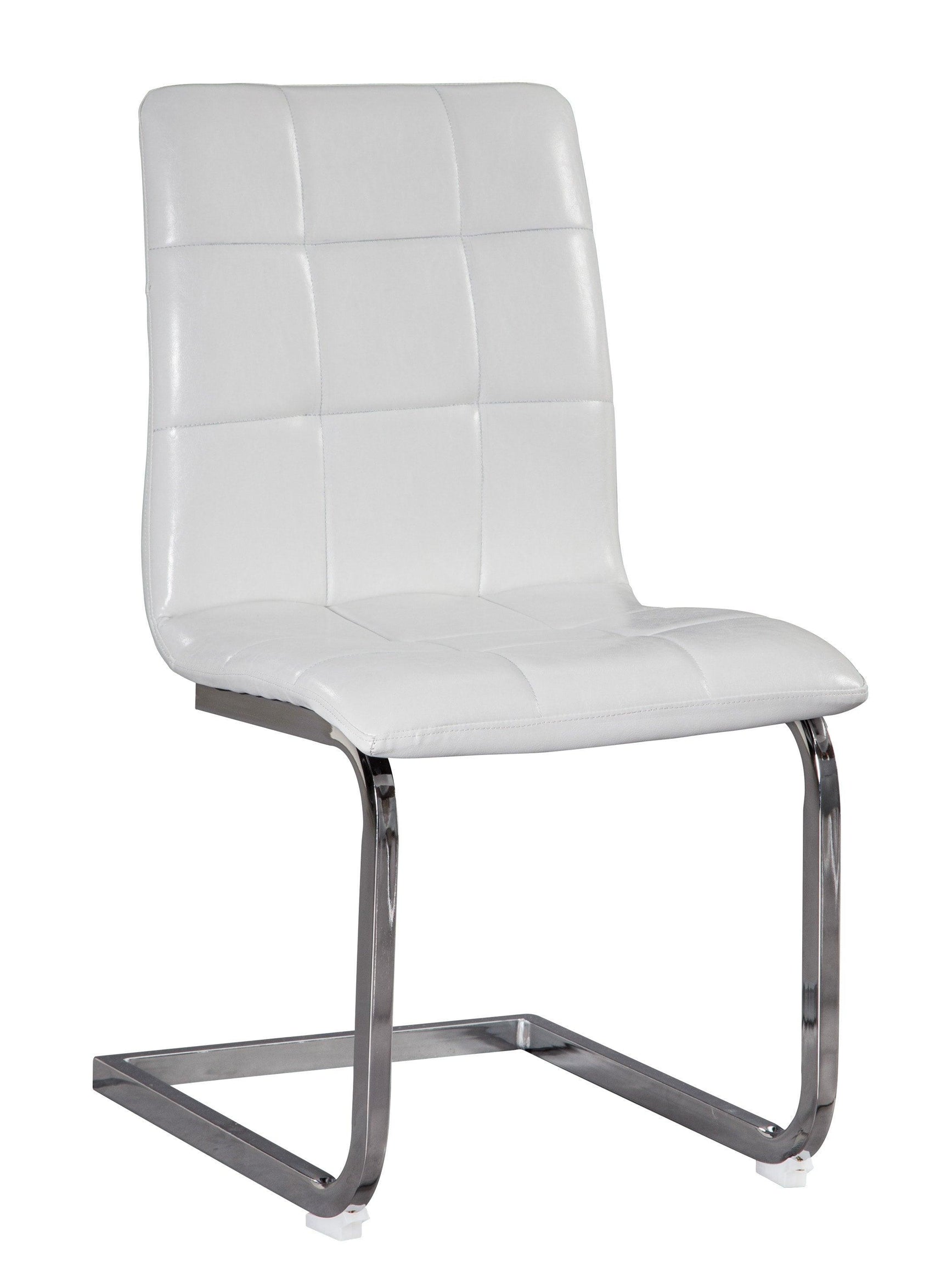 Ashley Chrome/White Modern Contemporary Glass Faux Leather Crystal Round 5Pc Dining Set - Ella Furniture