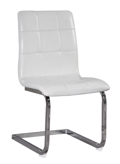 Ashley Chrome/White Modern Contemporary Glass Faux Leather Crystal Round 5Pc Dining Set - Ella Furniture