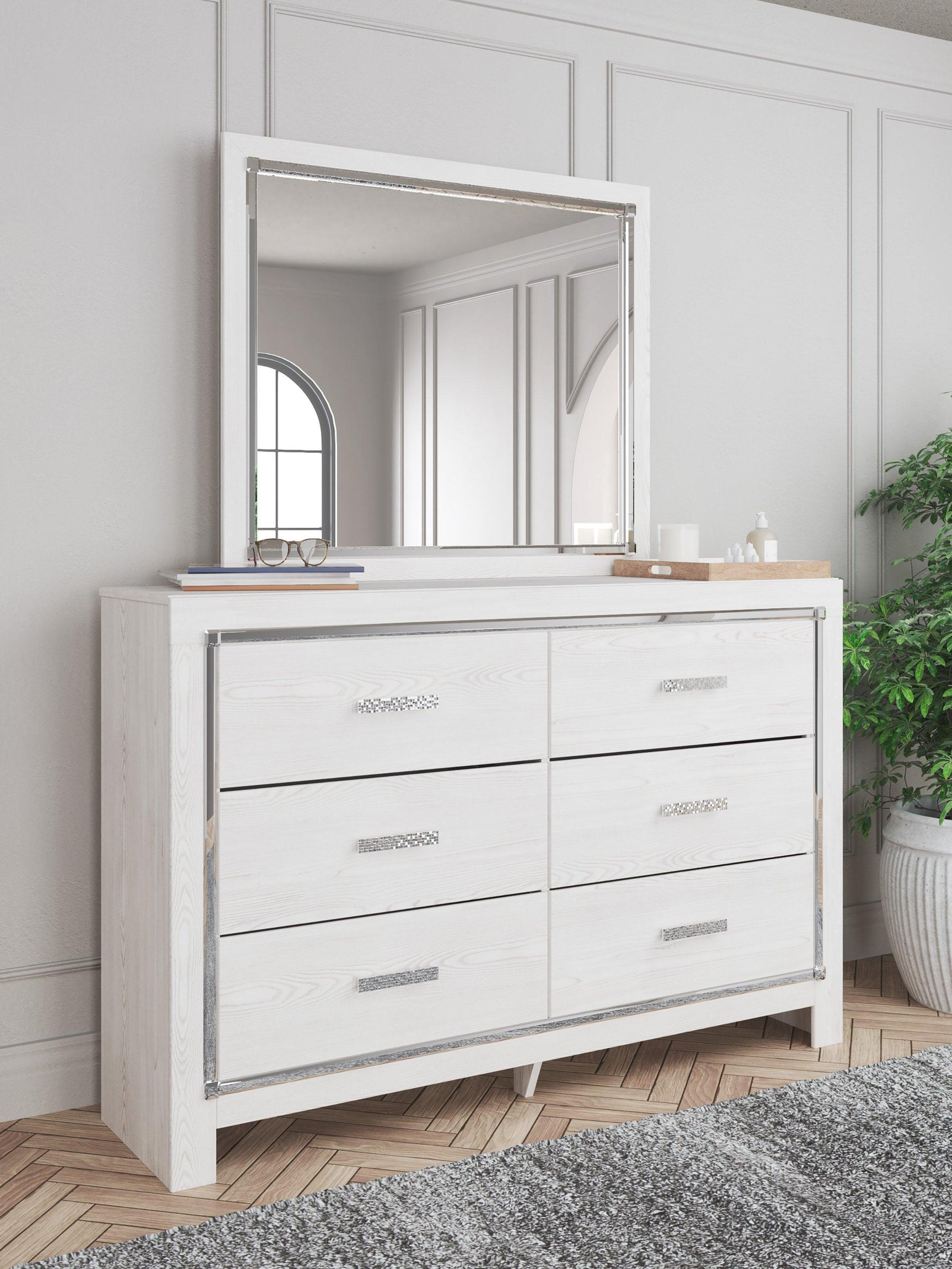 Tula White LED Upholstered Panel Bedroom Set