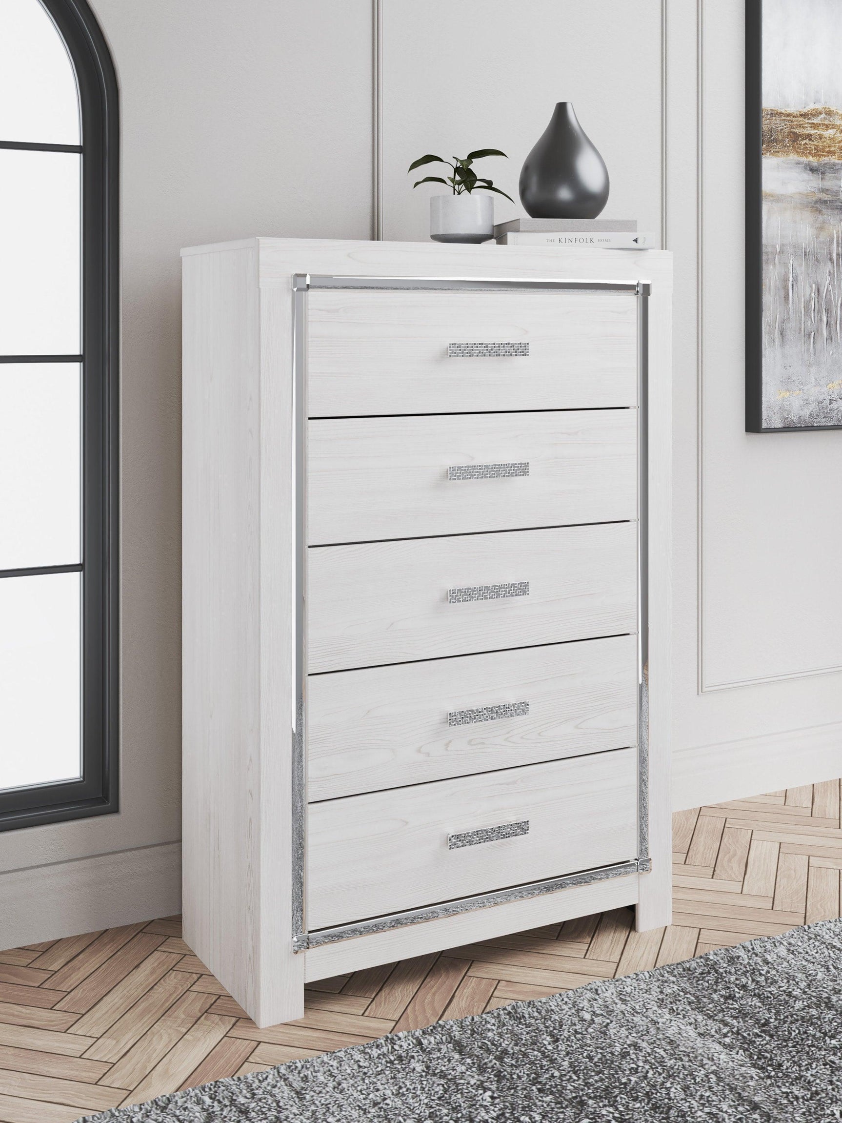 Tula White LED Upholstered Panel Bedroom Set