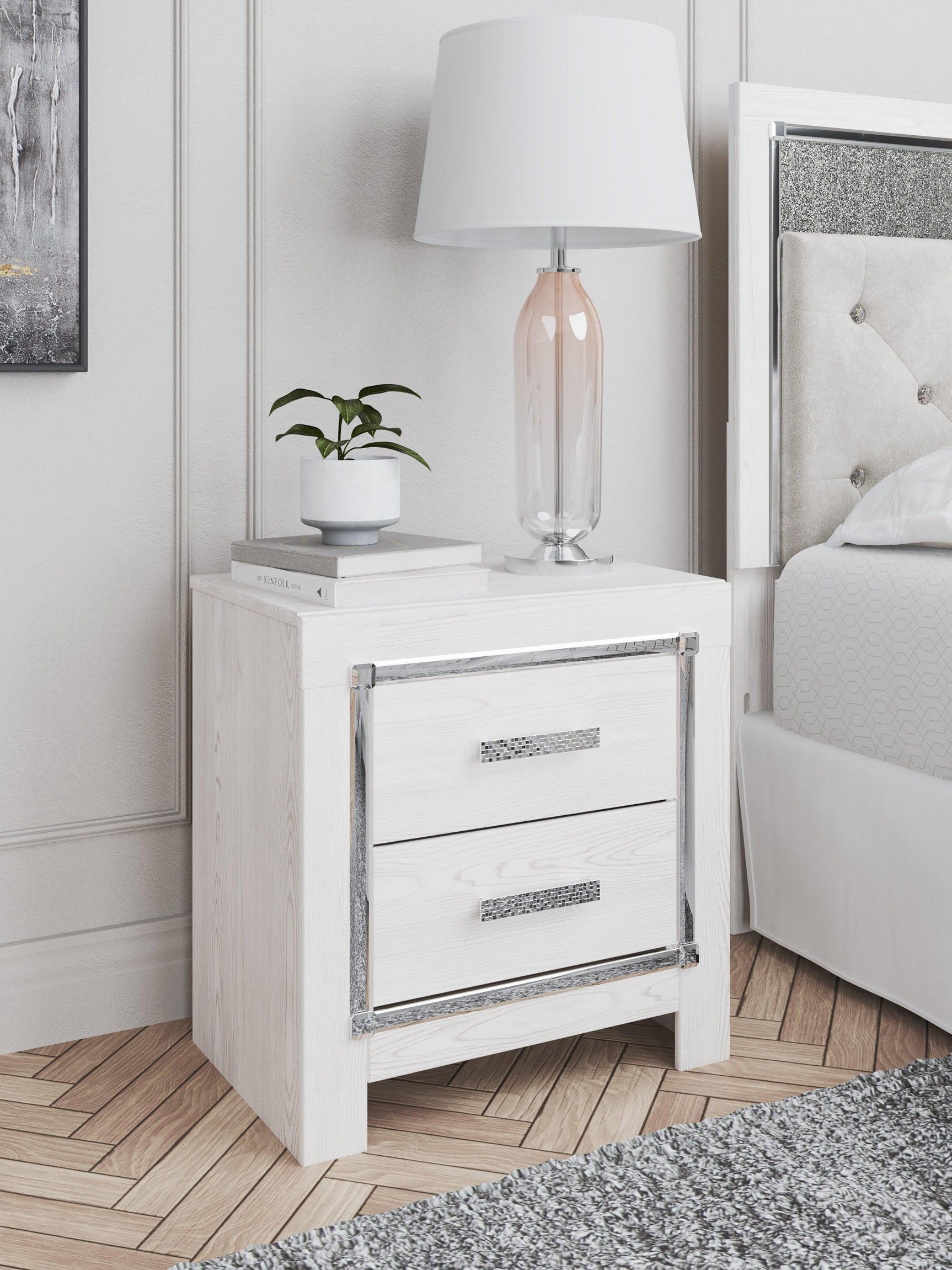 Tula White LED Upholstered Panel Bedroom Set