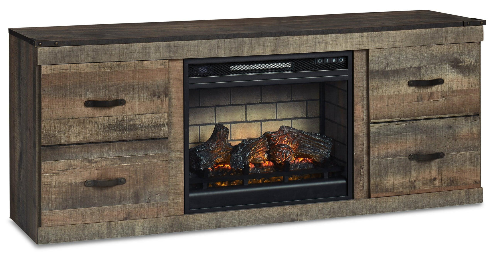 Brown TV Stand With Fireplace