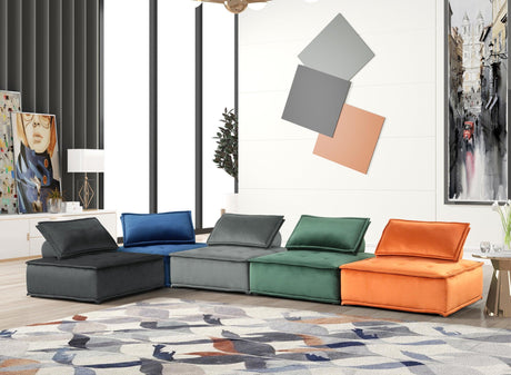 Happy Green - Modern Armless Velvet Modular Accent Chair With Tufted - Ella Furniture