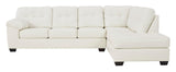 Ashley Raf Chaise White Legs Faux Leather Tufted Sectional
