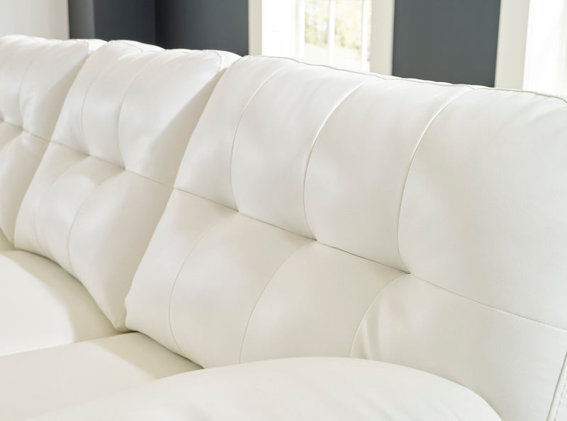 Ashley Raf Chaise White Modern Contemporary Metal Legs Faux Leather Tufted Sectional