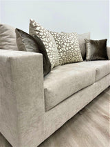 Hollywood Beige Modern Contemporary Solid Wood Velvet Fabric Upholstered Sofa & Loveseat - Ella Furniture